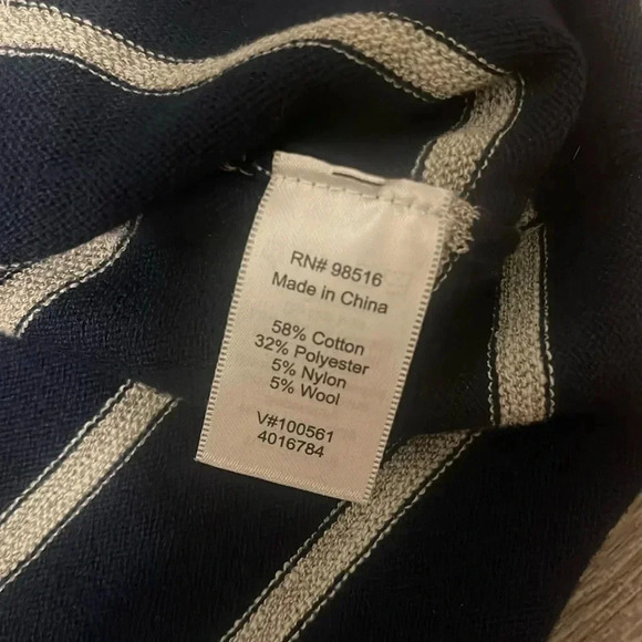 Cold Water creek sequin stripe sweater Size Small 8 Navy - Picture 5 of 7